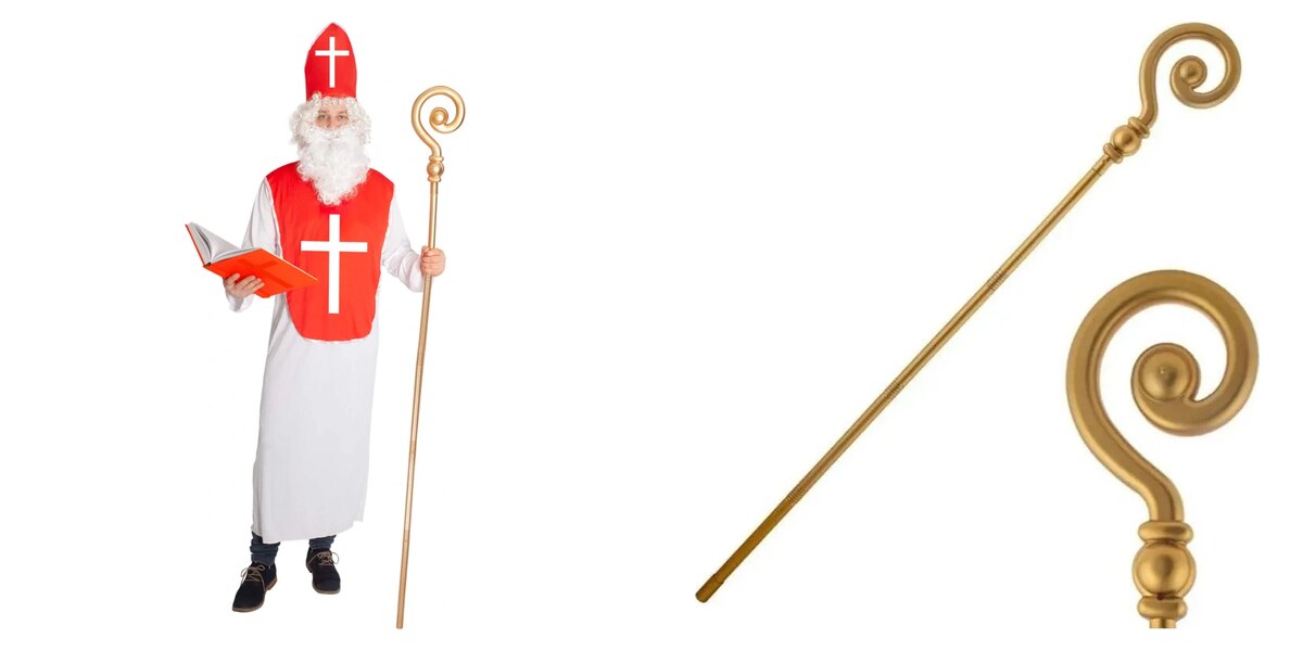 Kostým Mikuláše s mitrou a skládací mikulášská berla 190 cm