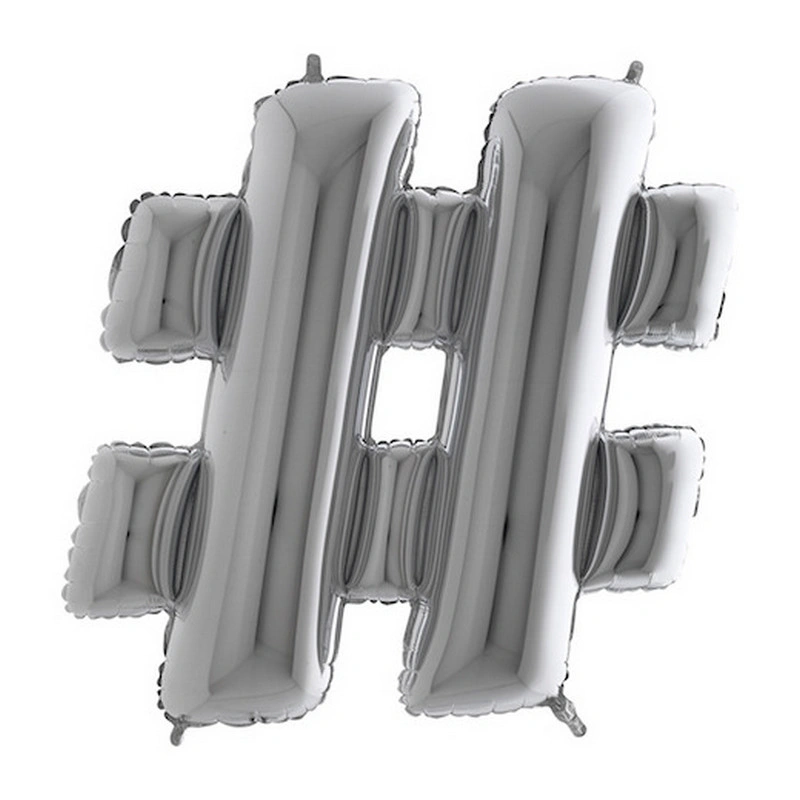 Foliový symbol Hashtag # stříbrný 102 cm