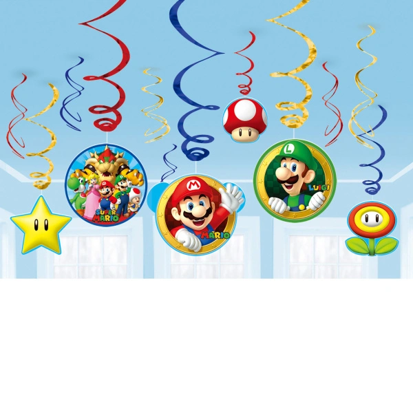 Závěsné spirály Super Mario 12 ks
