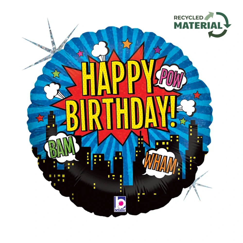 Fóliový balónek komiksový Happy Birthday 45 cm