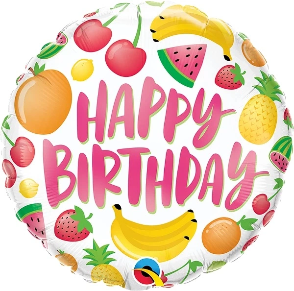 Fóliový balónek Kruh - Birthday Ovoce 45cm