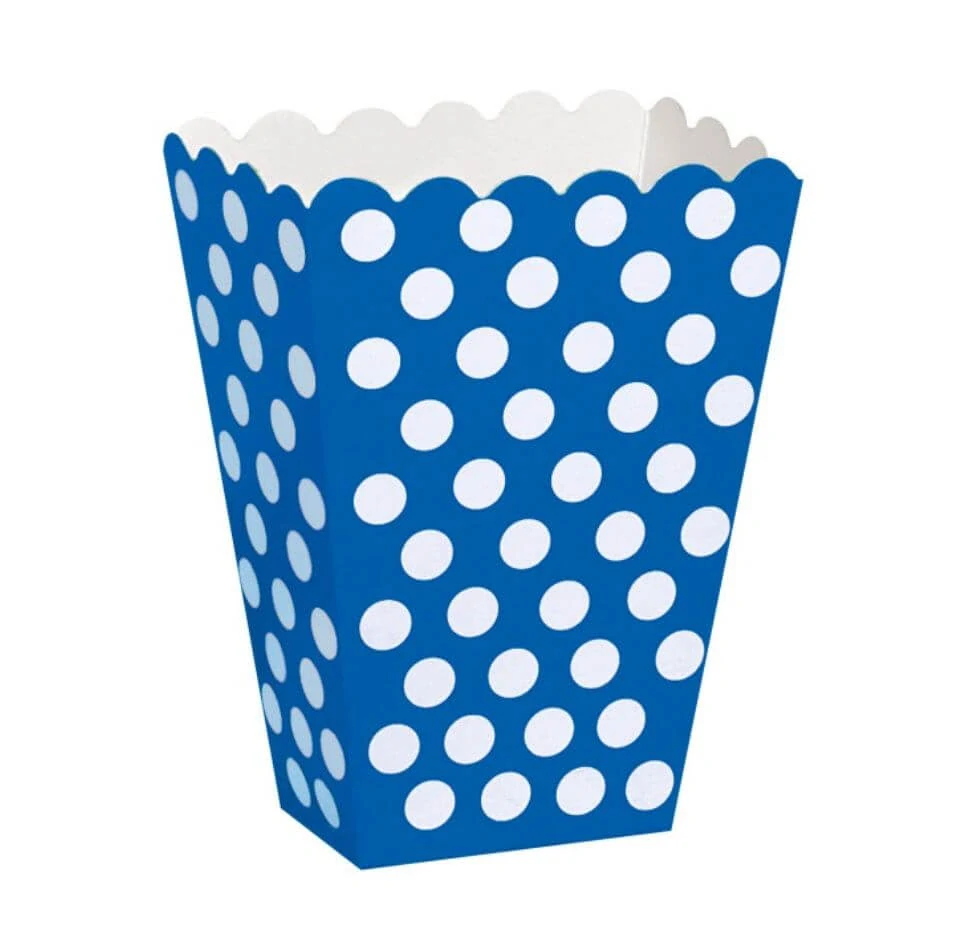 Krabice na popcorn tmavě modrá s bílými puntíky 8ks