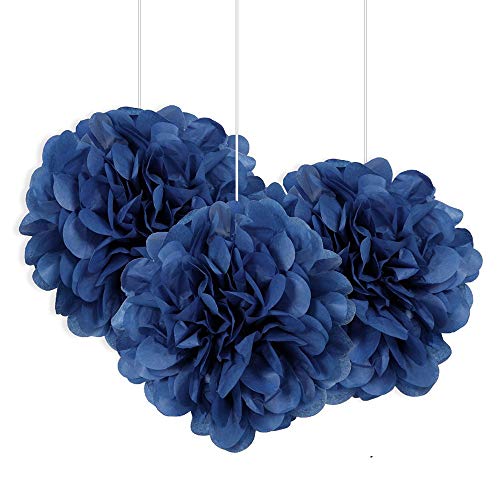 Dekorační závěsné pom pomy královsky modré 3ks - 23cm