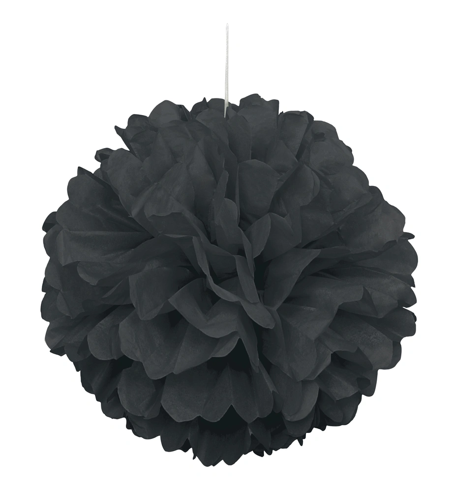 Dekorační závěsný pom pom černý 40cm