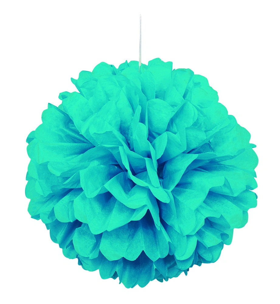 Dekorační závěsný pom pom tyrkysový 40cm