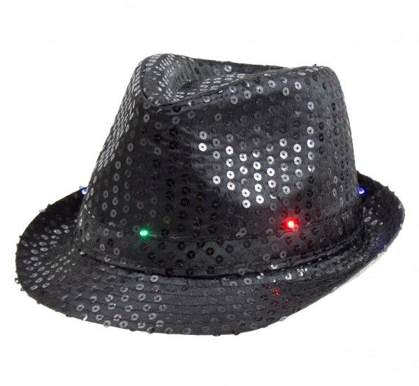 Disco klobouk černý s LED světlem