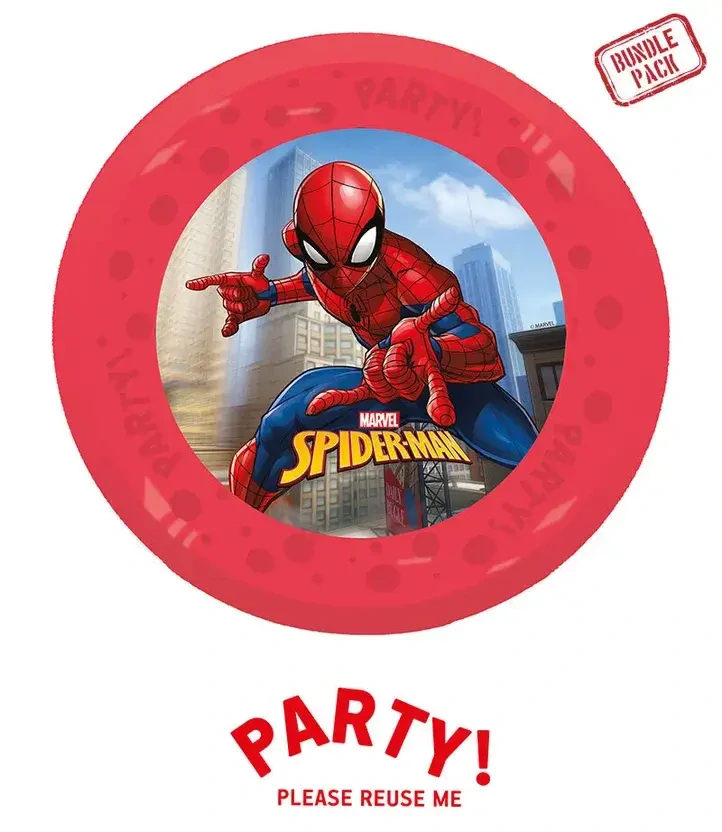 Plastové talíře Spiderman znovupoužitelné 21 cm - 4 ks