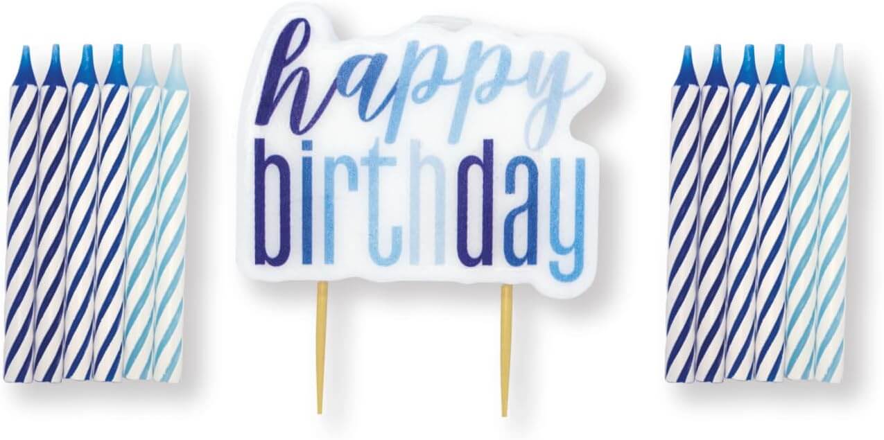 Set svíček Glitz - modré Happy birthday 13ks