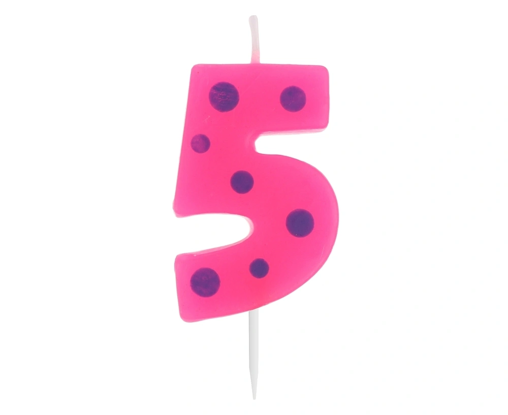 Svíčka dortová TEČKY "5" 6cm