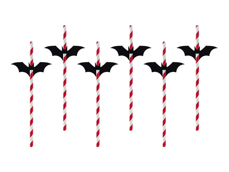 Papírová brčka Halloween - Netopýři 6 ks