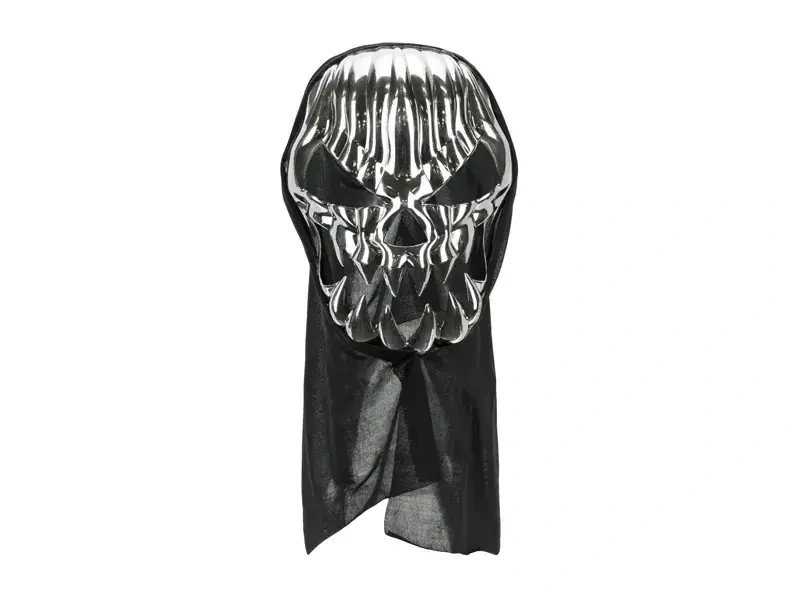 Halloweenská maska stříbrná Lebka s šátkem