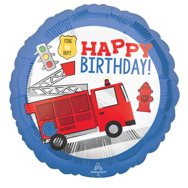 Foliový balonek Hasičské auto - Happy Birthday 43 cm