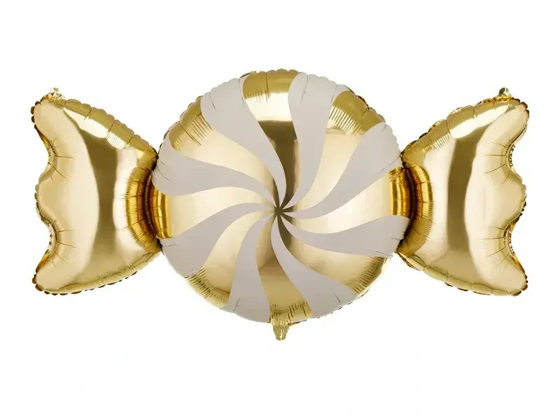 Fóliový balónek Vánoční bonbon zlatý 148 × 76 cm
