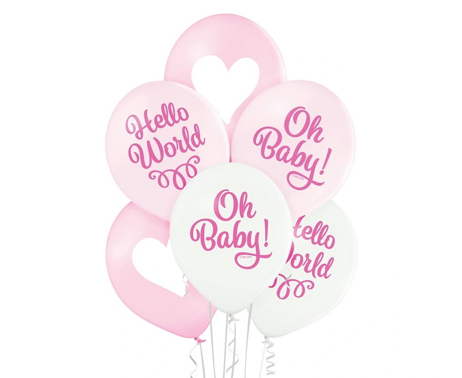 Latexové balonky Oh Baby Girl - růžové 6 ks