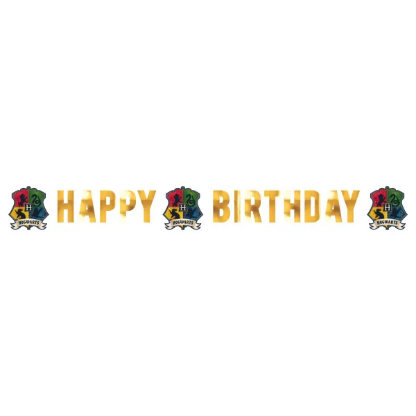 Party nápis Harry Potter Happy Birthday - Bradavické koleje 180 x 13 cm