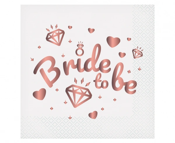 Ubrousky papírové bílé Bride to Be 20 ks