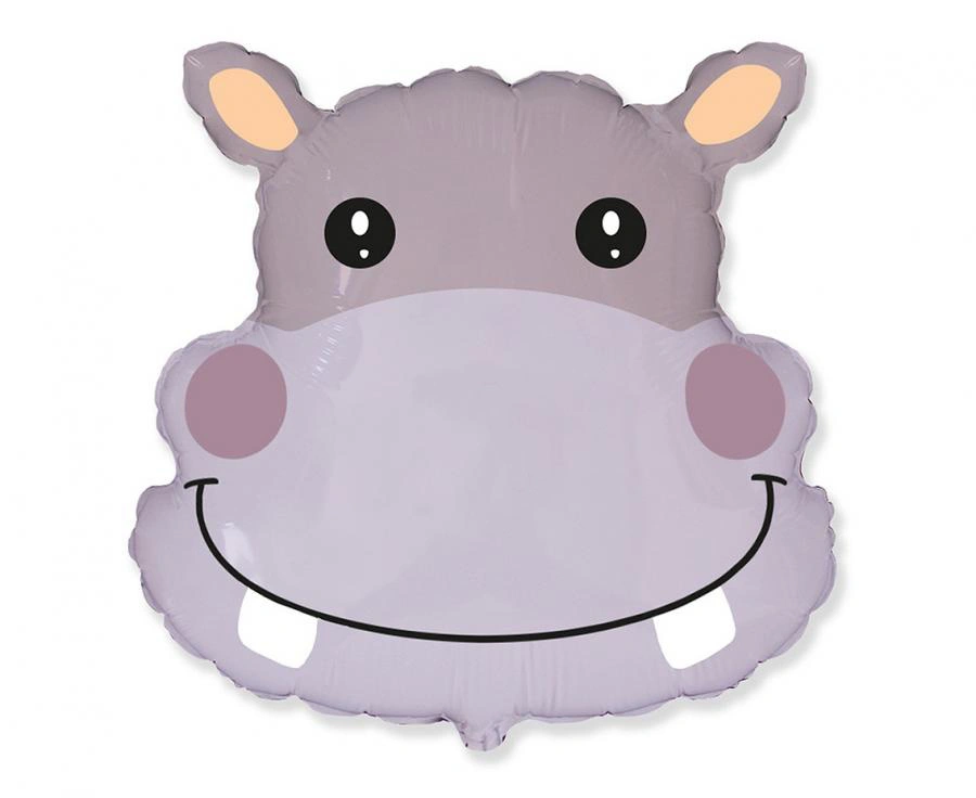 Fóliový balónek hlava - Hroch 61 cm