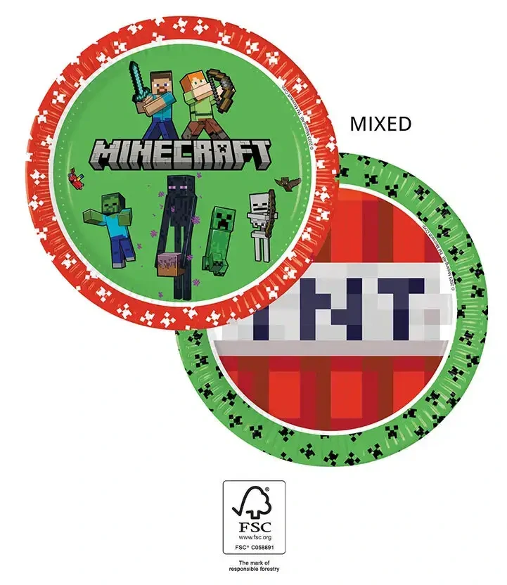 Papírové talíře Minecraft 23 cm - 8 ks
