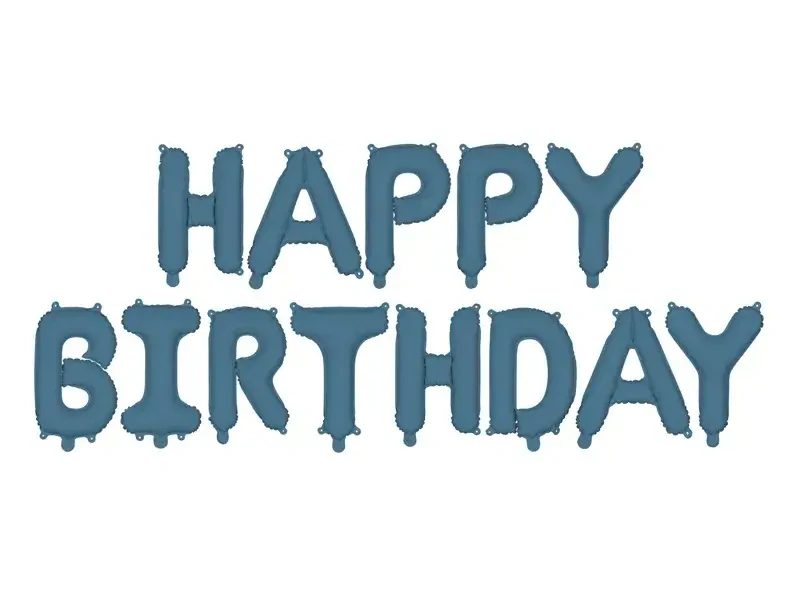 Foliový nápis HAPPY BIRTHDAY v námořnicky modré barvě 340 x 35 cm