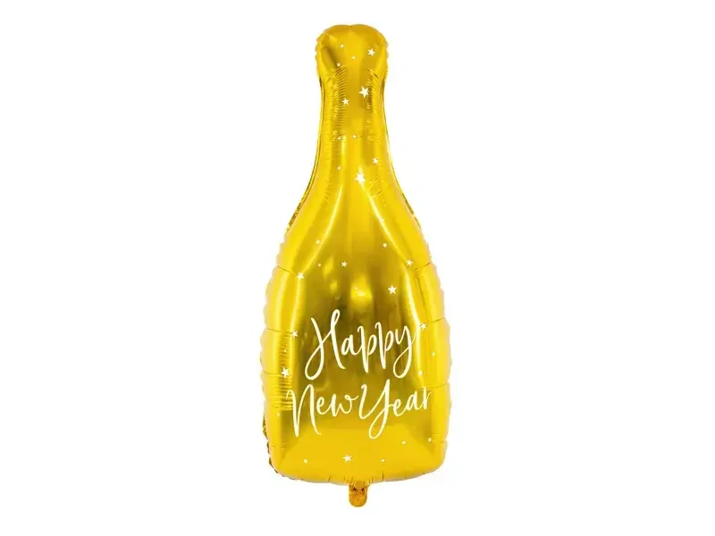 Fóliový balonek zlatá láhev Happy New Year 82 cm