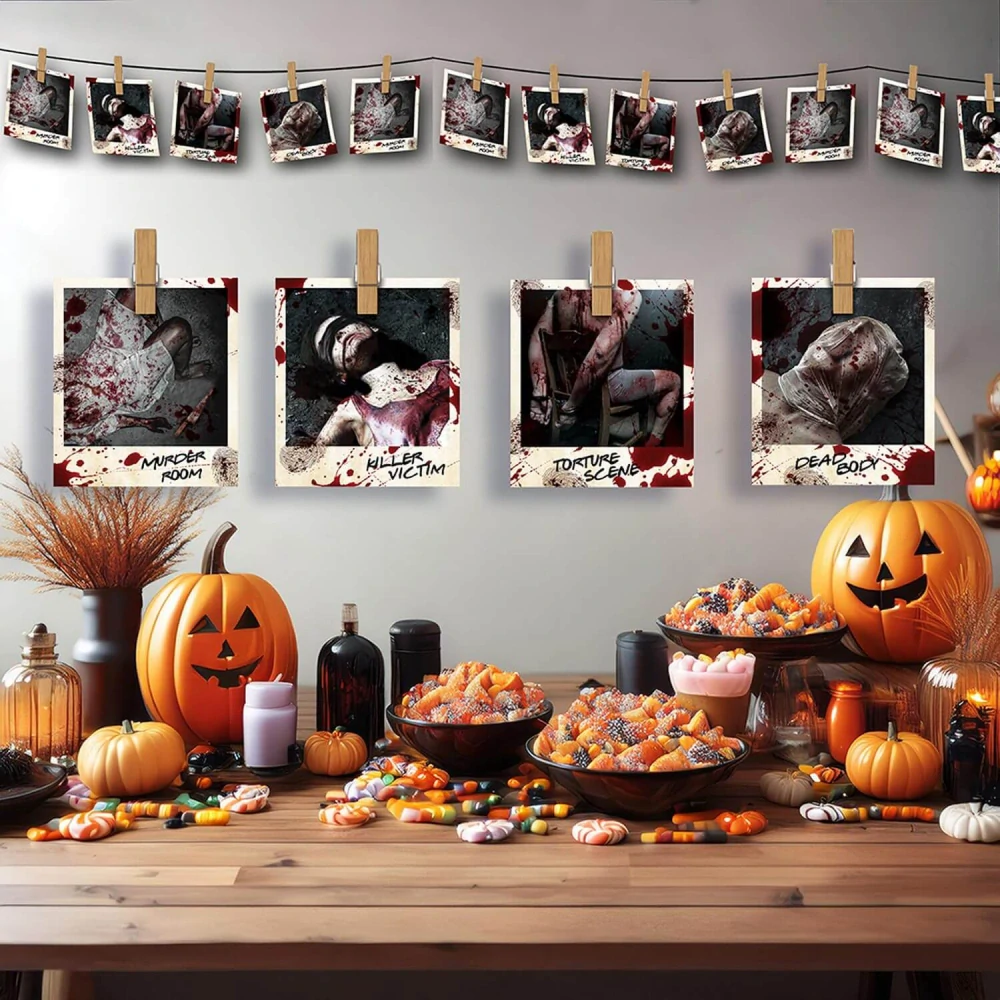 Halloweenská girlanda Místo činu 274 cm