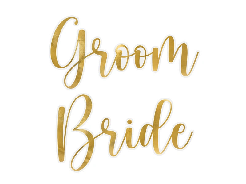 Samolepky na sklenky zlaté - Bride a Groom