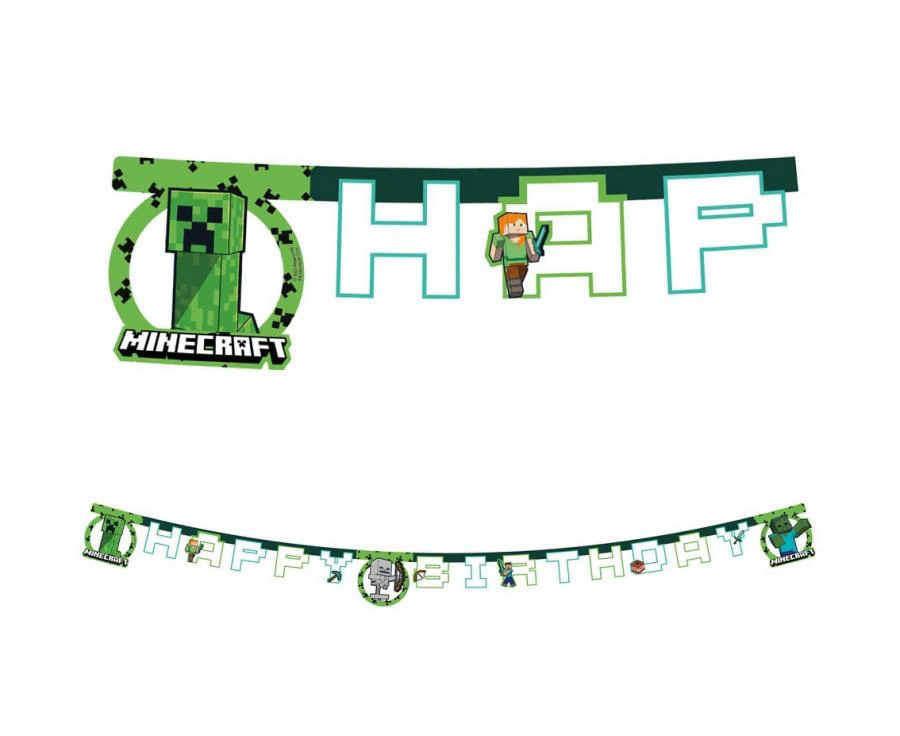 Party nápis Minecraft Happy Birthday 200 cm