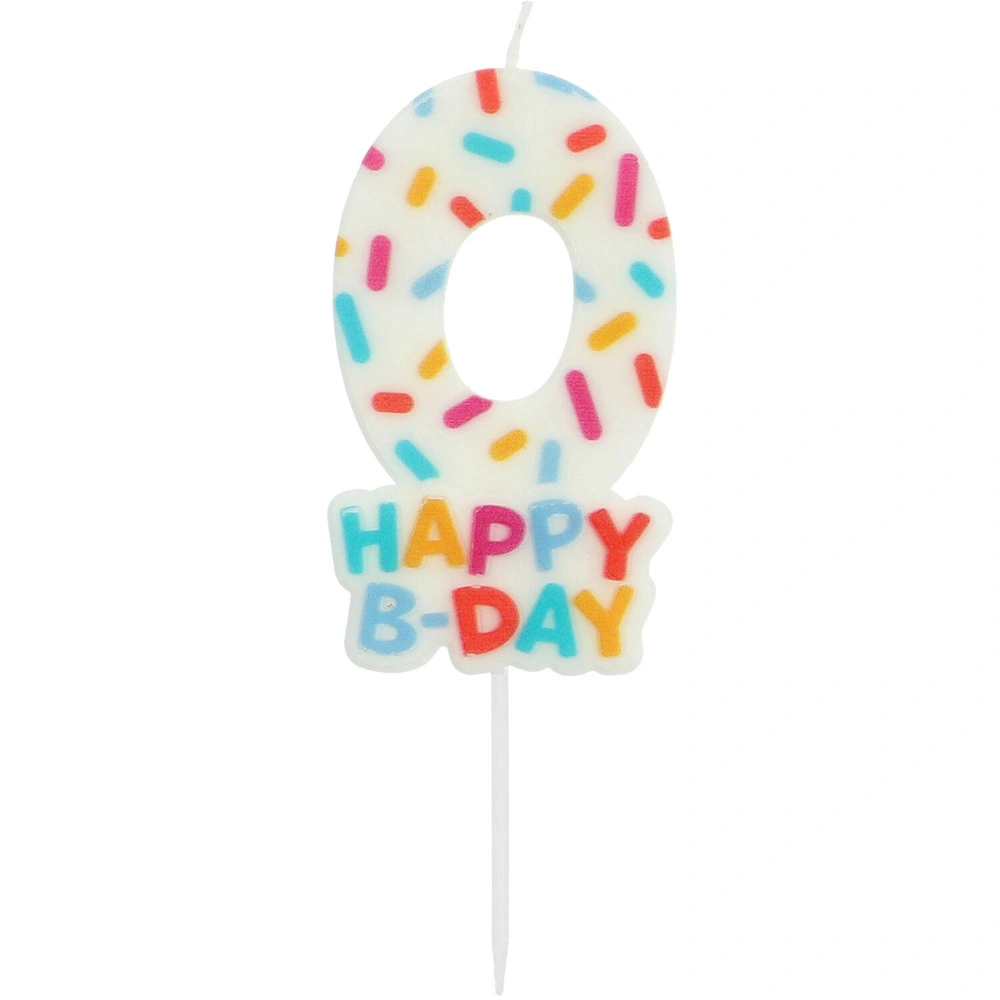 Dortová svíčka číslo 0 - Happy B-day 7 cm