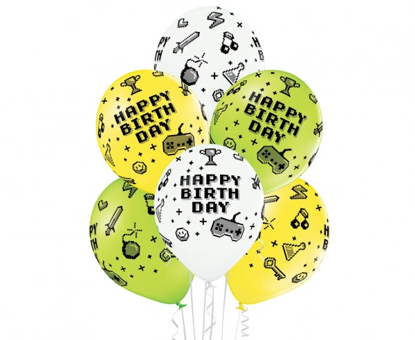 Latexové balonky Gamer - Happy birthday 30 cm - 6 ks