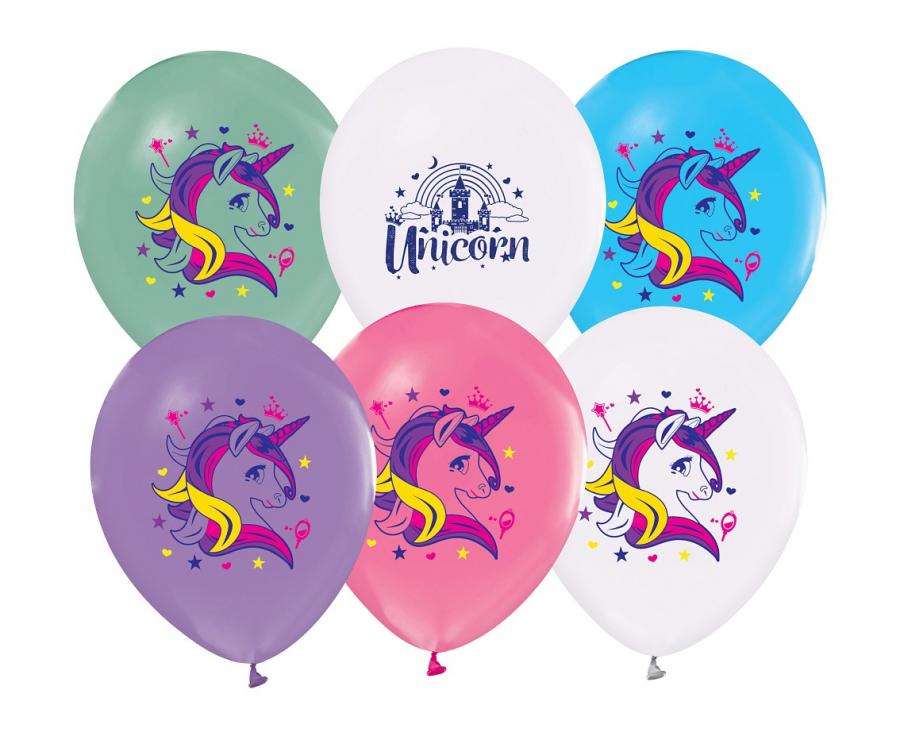 Latexové balonky Jednorožec se zámkem - 5 ks