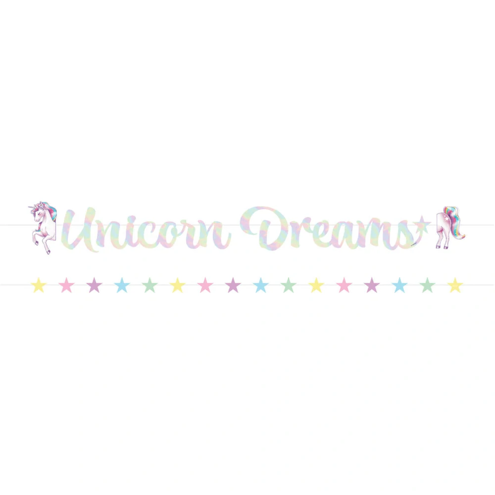 Girlanda Unicorn Dreams pastelová s hvězdami 2 ks