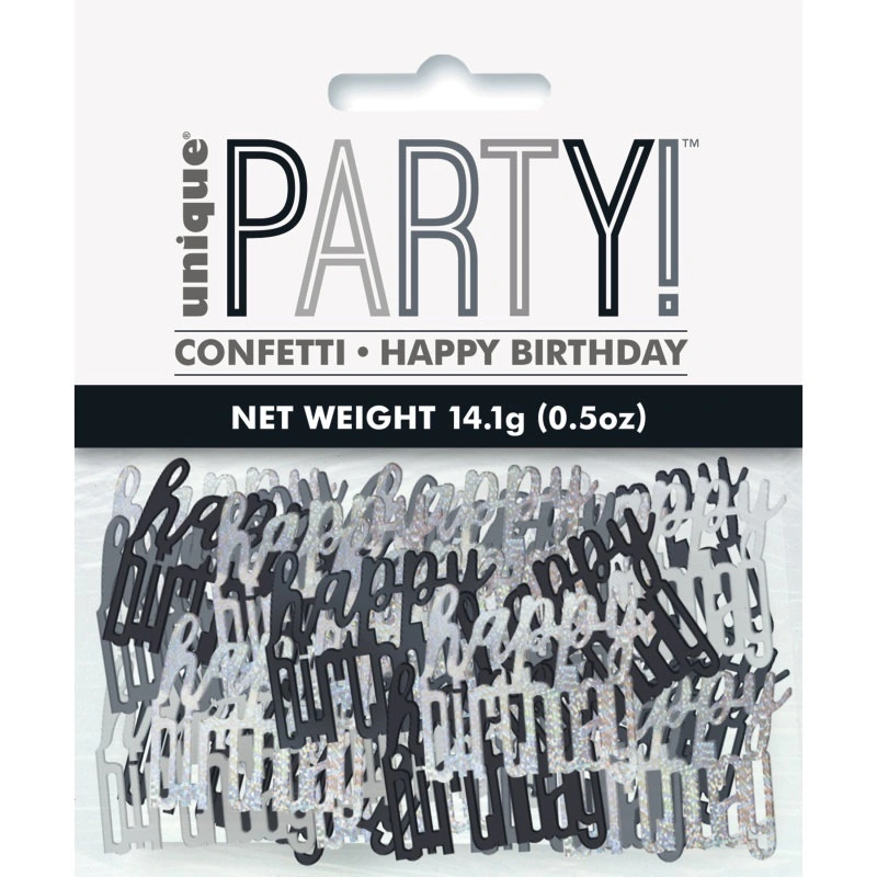 Konfety Glitz Happy Birthday černé
