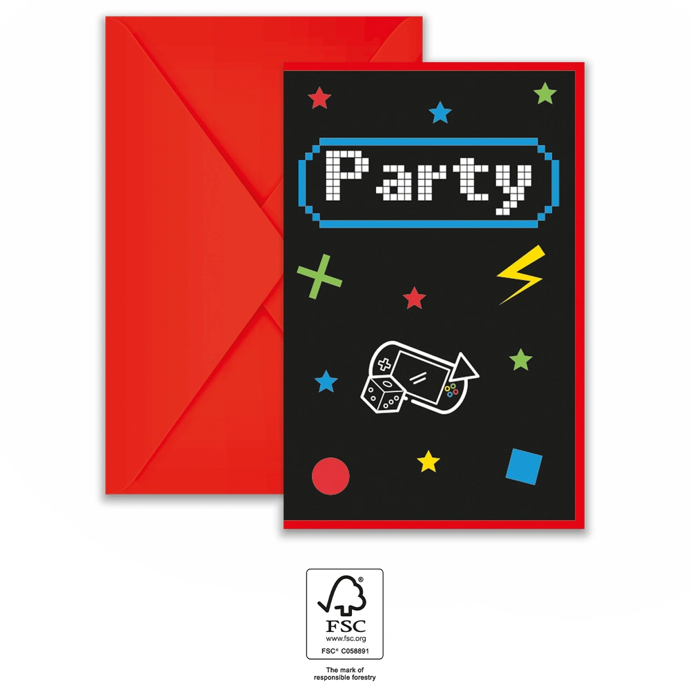Party pozvánky Herní párty 6ks
