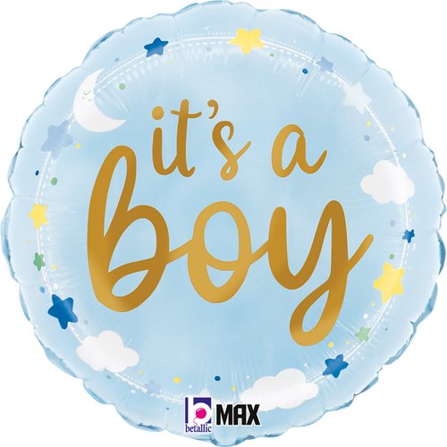 Fóliový balonek kruh It's a boy - mráčky