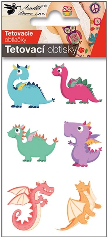 Dočasné dětské tetování barevní dinosauři