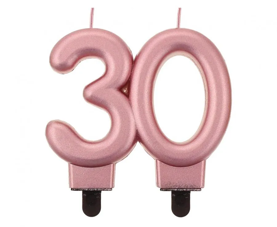 Svíčka narozeninová číslice 30 metalická rosegold