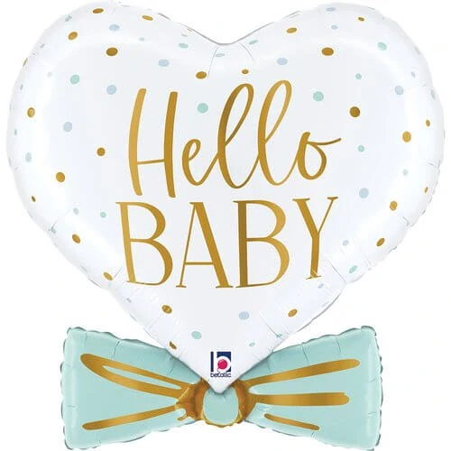 Fóliový balónek modrý Hello Baby srdce 74 cm