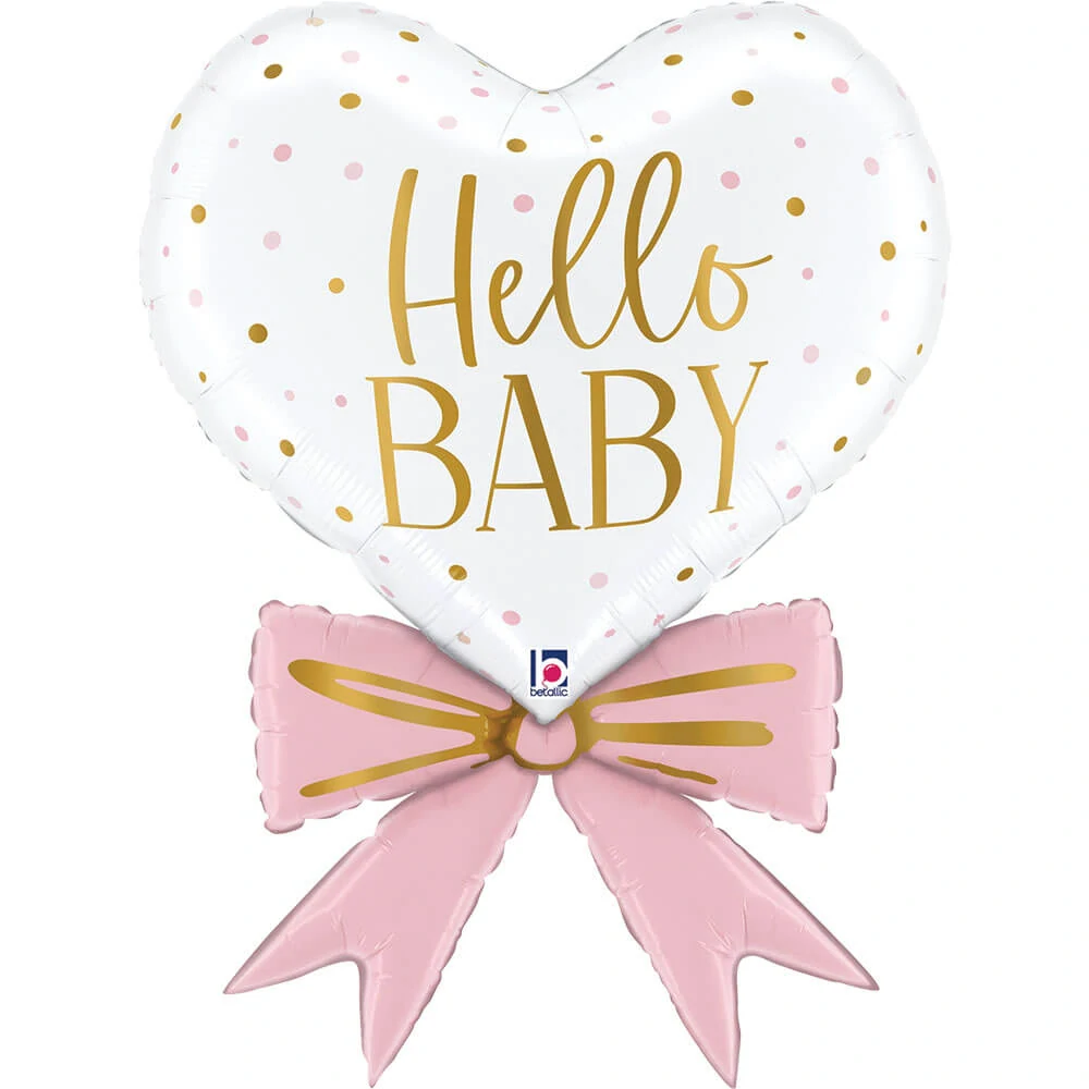 Fóliový balónek růžový Hello Baby srdce 76 cm