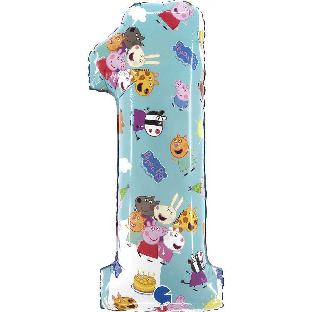 Foliová číslice - Prasátko Peppa 1 - 66 cm