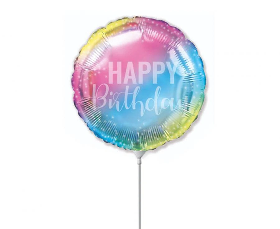 Fóliový balónek MINI barevný kruh Happy Birthday 23 cm