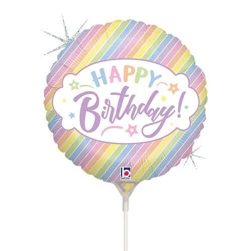 Fóliový balónek MINI Happy birthday pastelový 22 cm