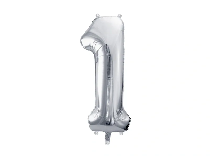 Foliová číslice - stříbrná 1 - 72 cm