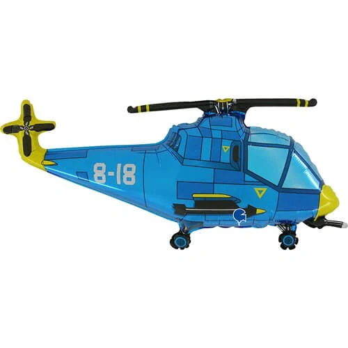 Fóliový balónek modrá helikoptéra 94cm