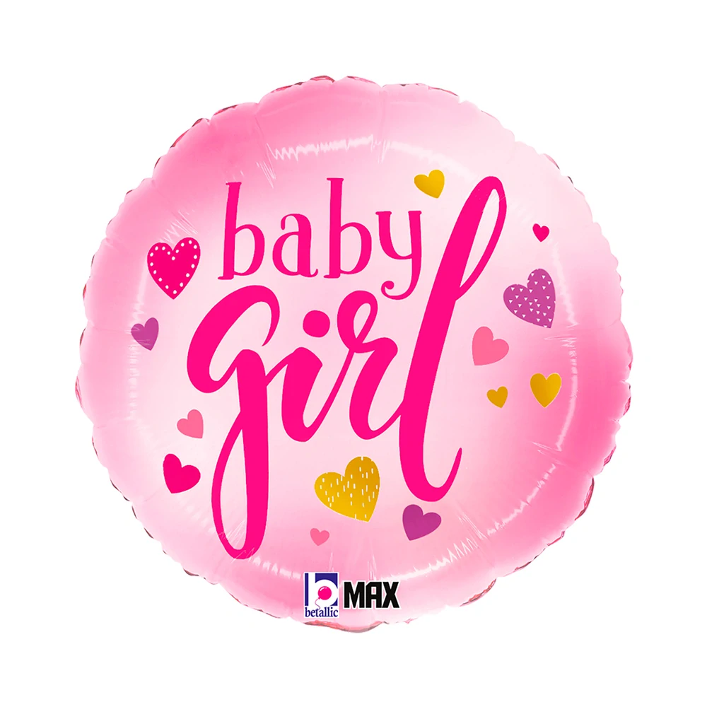 Fóliový balonek kruh Baby Girl srdíčka 46 cm