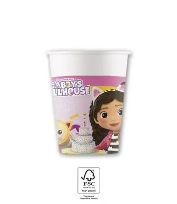 Papírové kelímky Gábinin kouzelný domek 200ml - 8ks