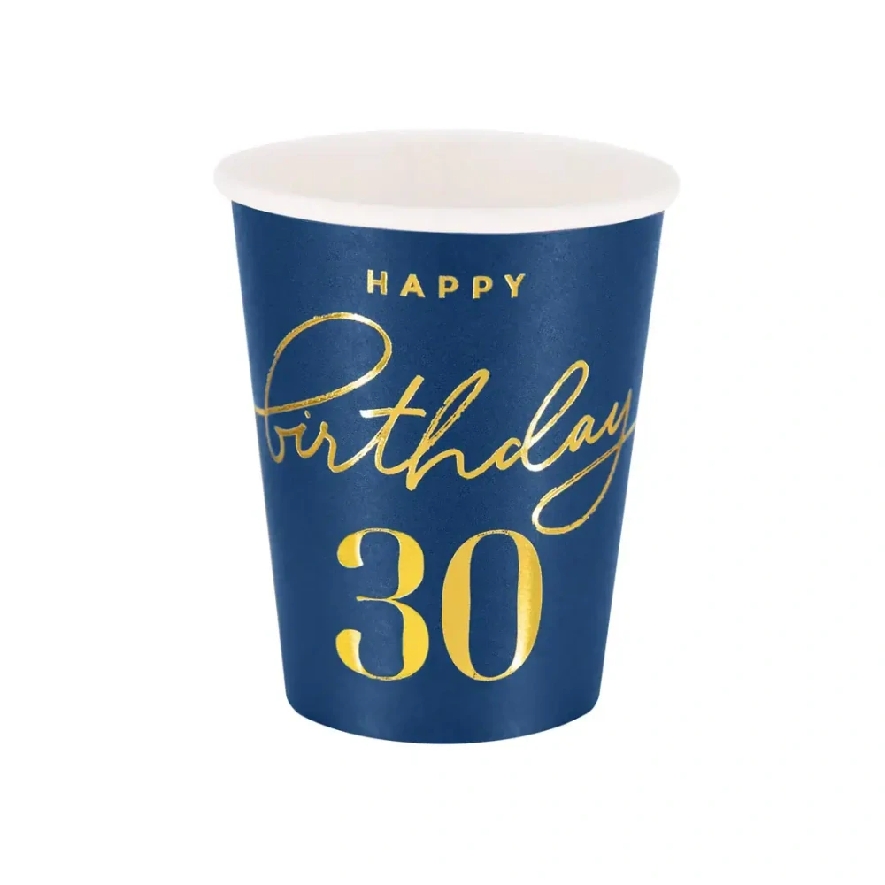 Papírové kelímky 30. narozeniny - Royal blue 6 ks