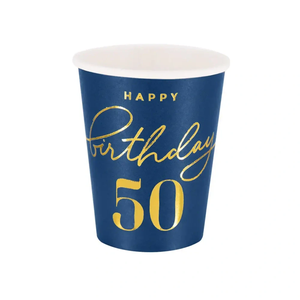 Papírové kelímky 50. narozeniny - Royal blue 6 ks