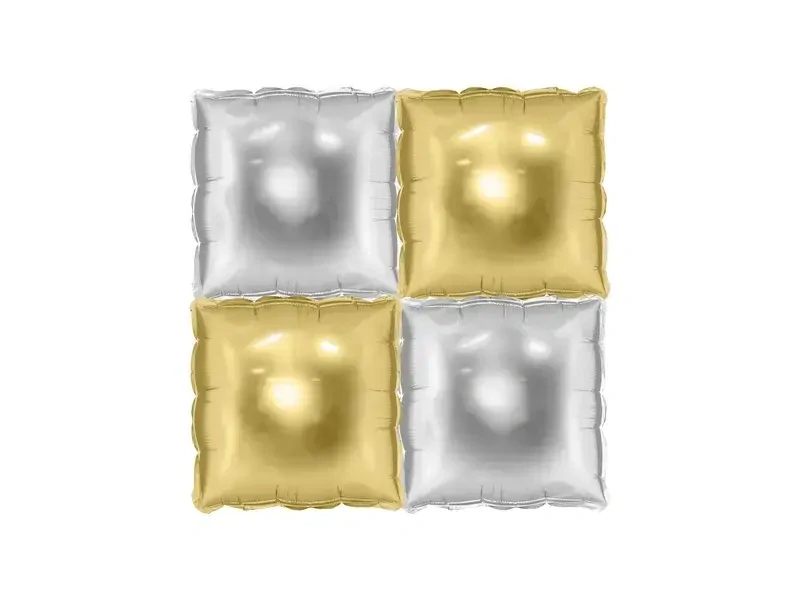 Nafukovací pozadí do fotokoutku čtverec zlatá-stříbrná 35 x 35 cm - 4 ks