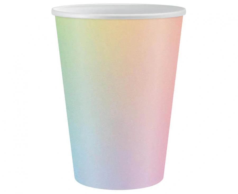 Papírové kelímky duhové 266 ml - 6 ks