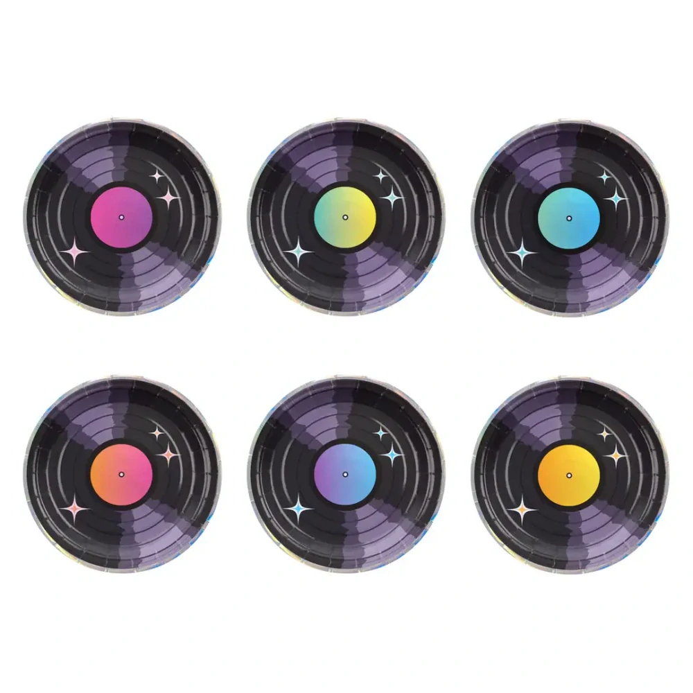Papírové talíře Retro - vinyl 18cm 6ks